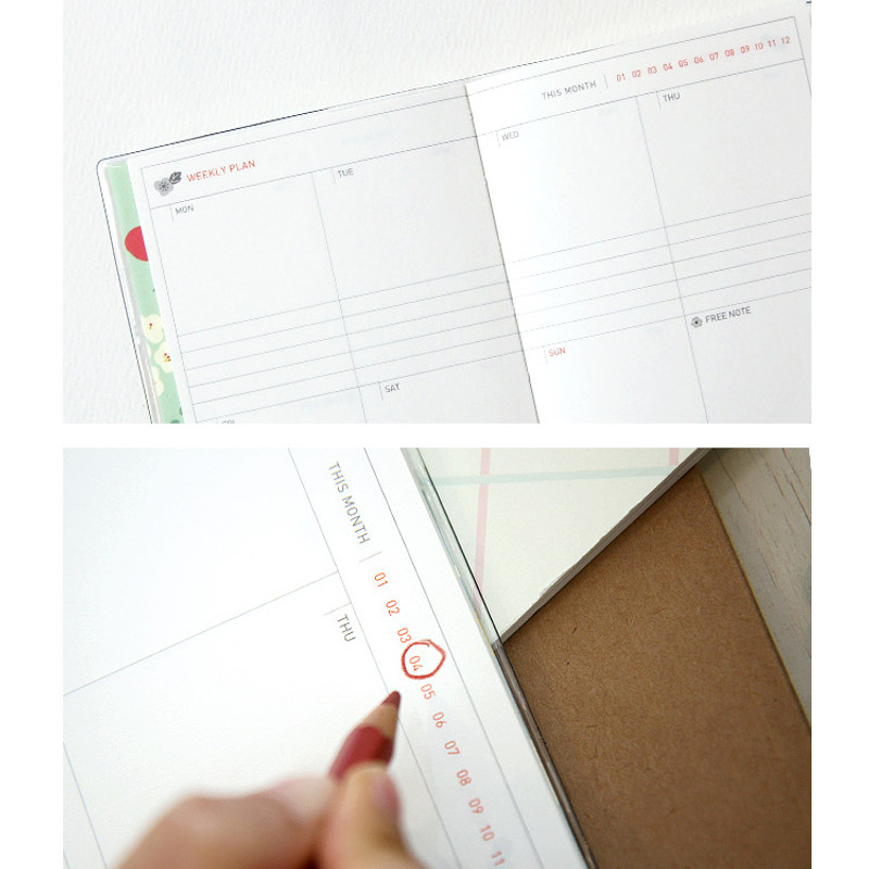 Detail of Breezy windy flower pattern undated weekly planner