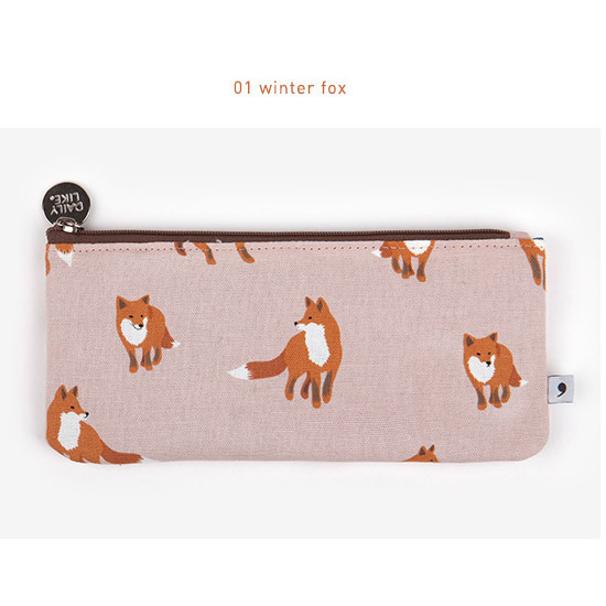01 - Winter fox - Pattern zipper pencil case