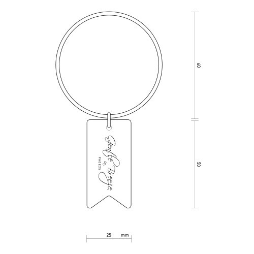 Size of leather label key ring brown