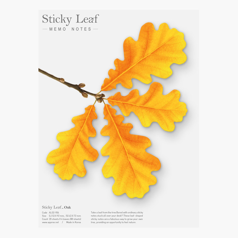 Oak leaf yellow sticky memo notes Large