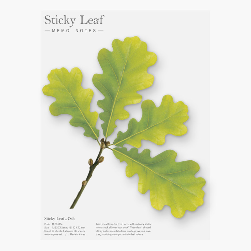 Oak leaf green sticky memo notes Large Oak leaf green sticky memo notes Large