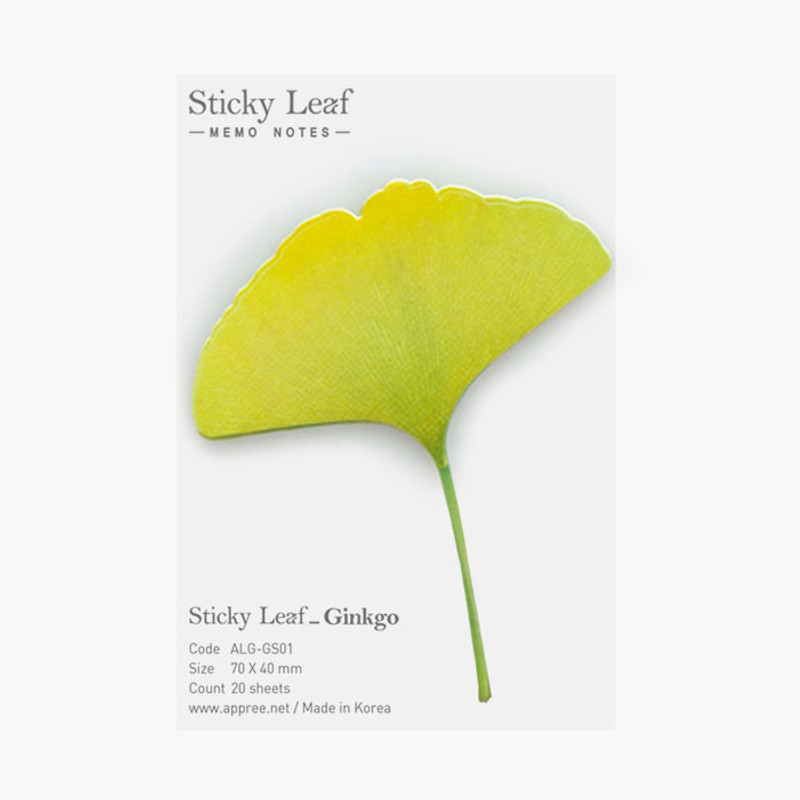 Ginkgo leaf green sticky memo notes Small Ginkgo leaf green sticky memo notes Small