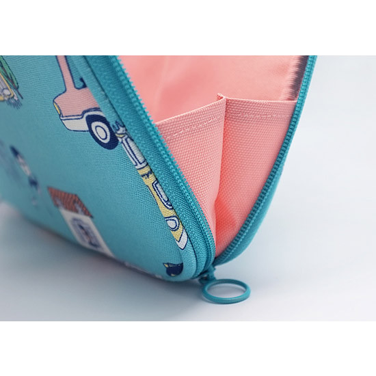 Detail of Aurore village fabric small zip around pouch