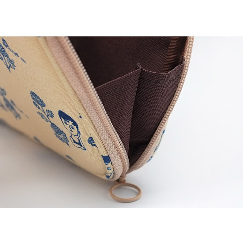 Detail of Aurore vintage fabric small zip around pouch