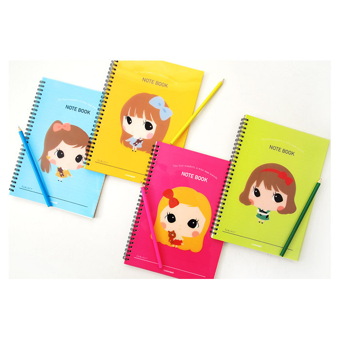 Wirebound cute girl lined notebook