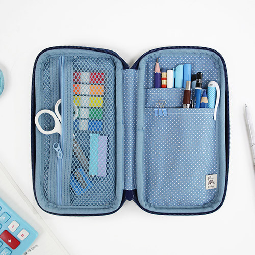 Blue - Willow story pattern zip around pencil case