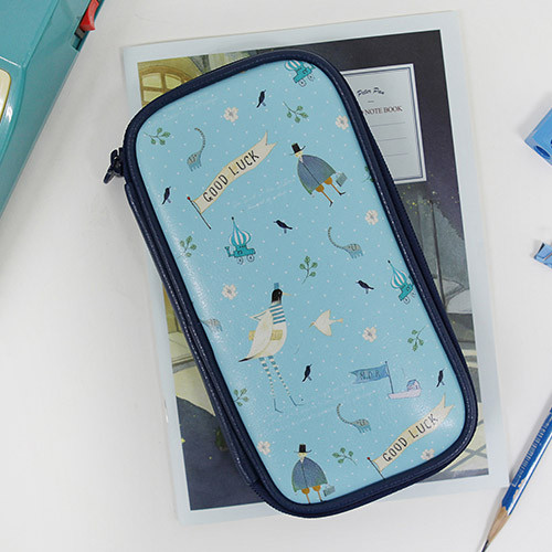 Blue - Willow story pattern zip around pencil case