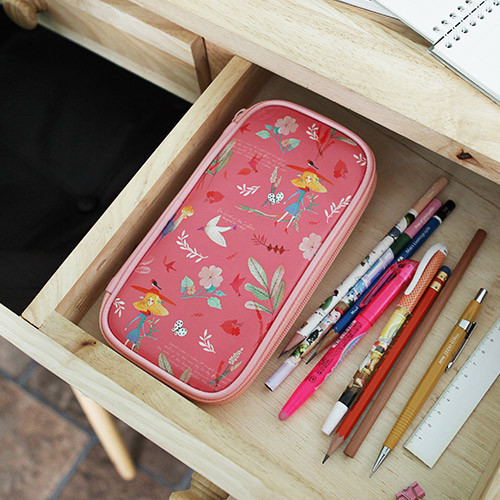 Pink - Willow story pattern zip around pencil case