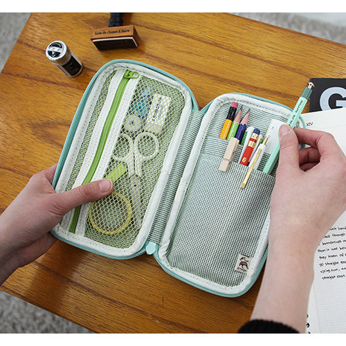 Mint - Willow story pattern zip around pencil case