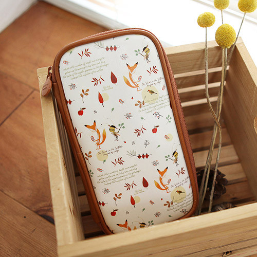 Brown - Willow story pattern zip around pencil case