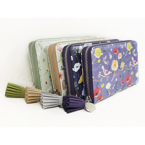 Willow story pattern zip around wallet with Tassle