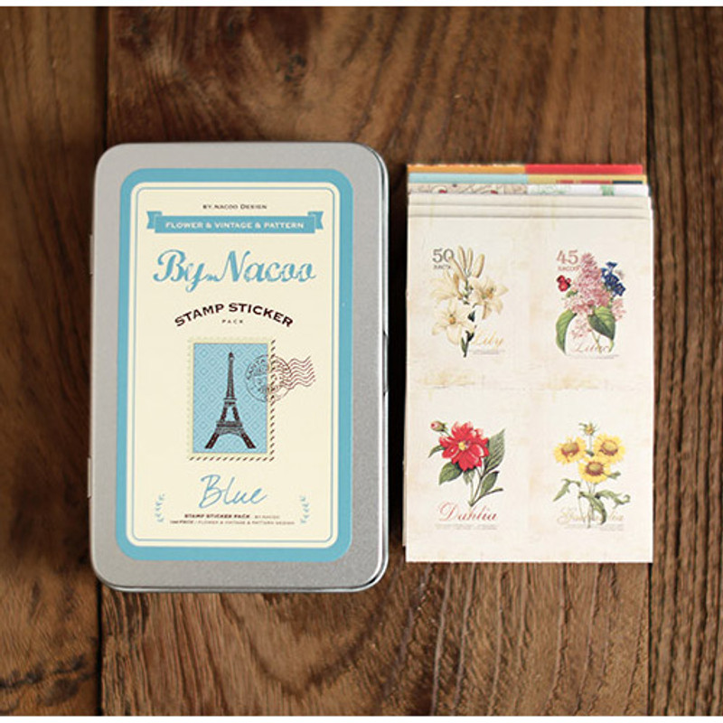 Nacoo Stamp sticker set with blue tin case Nacoo Stamp sticker set with blue tin case