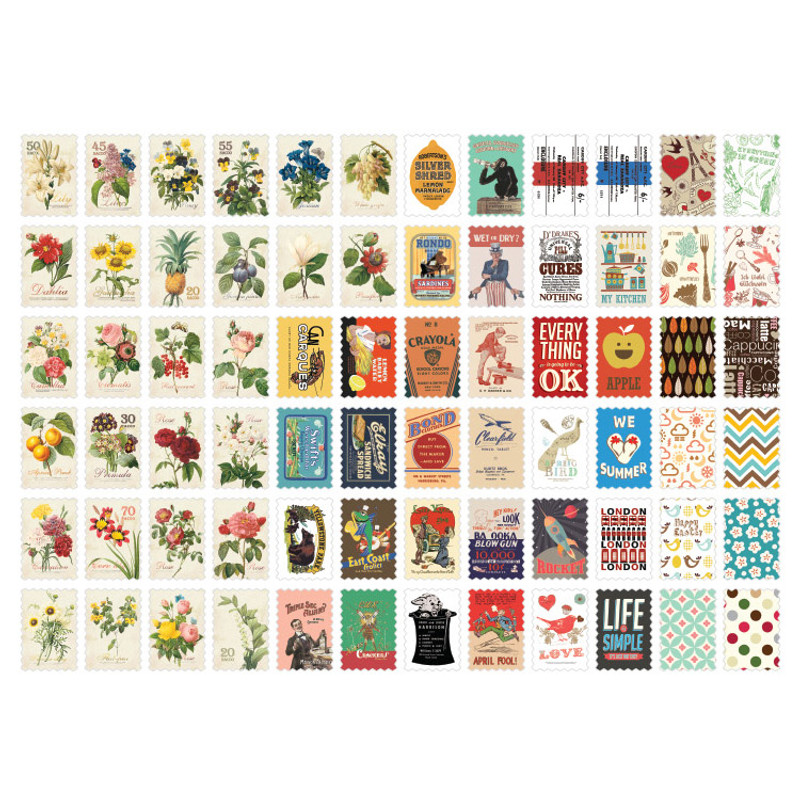 Nacoo Stamp sticker set with blue tin case Nacoo Stamp sticker set with blue tin case