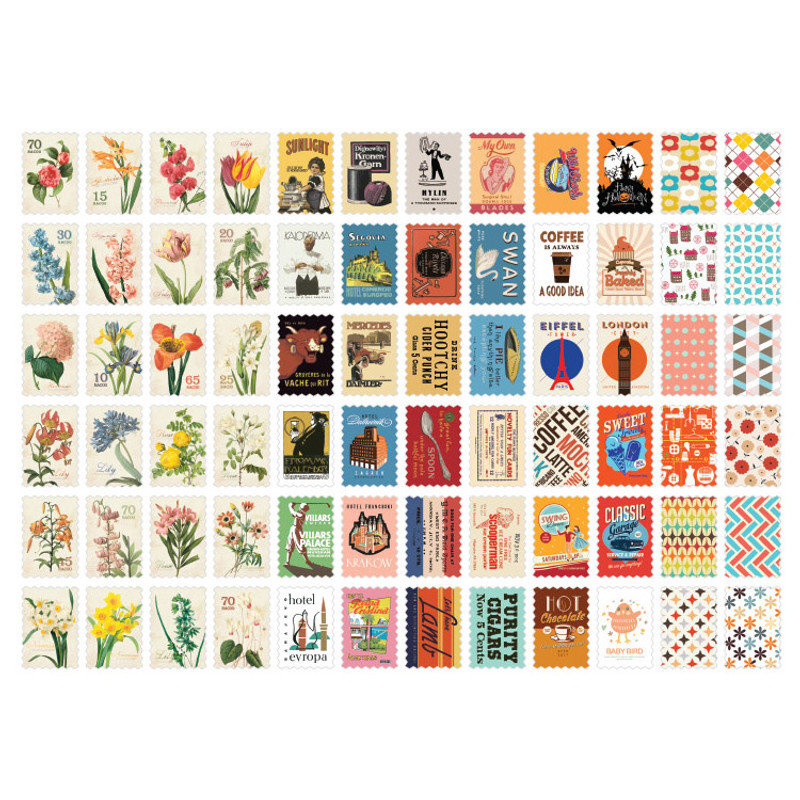 Nacoo Stamp sticker set with blue tin case Nacoo Stamp sticker set with blue tin case