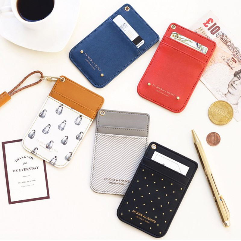 Swing slim and flat card case holder with neck strap