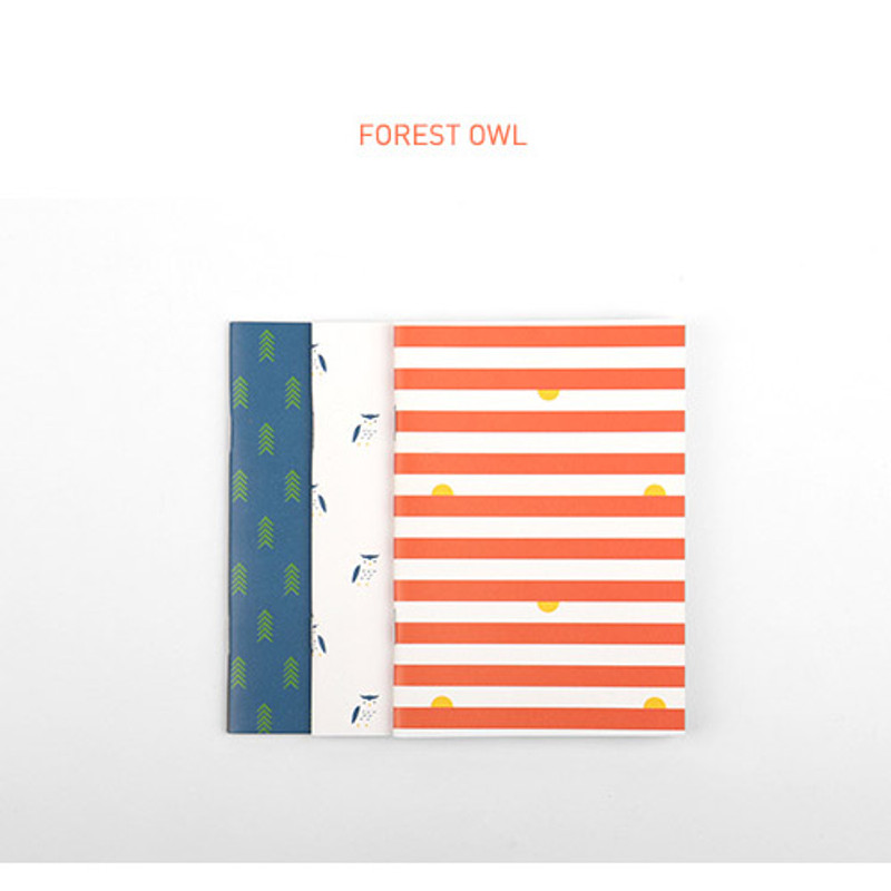 Forest owl - Pattern small plain notebook set