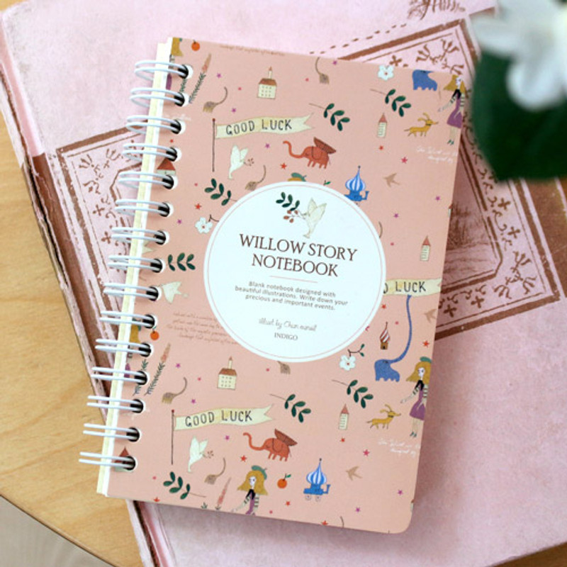 Light pink - Willow story wirebound pattern small notebook