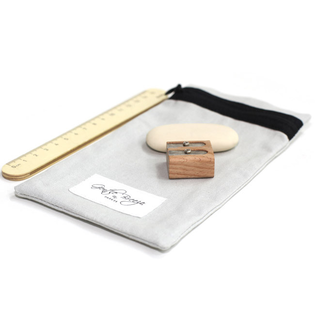 Gentle cotton long pouch - gray