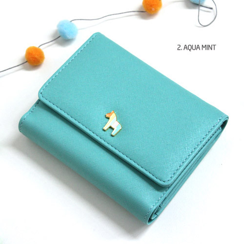Aqua mint - Pony heritage saffiano leather trifold wallet O