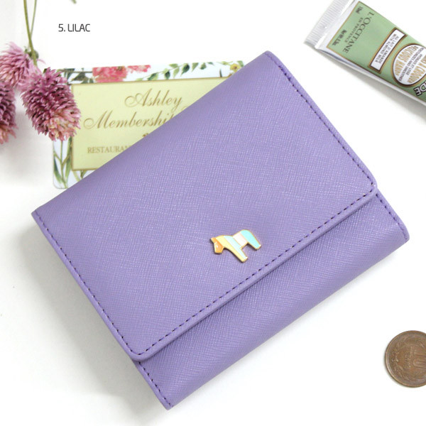Lilac - Pony heritage saffiano leather trifold wallet O