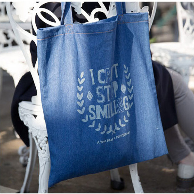 Detail of Denim canvas tote shoulder bag