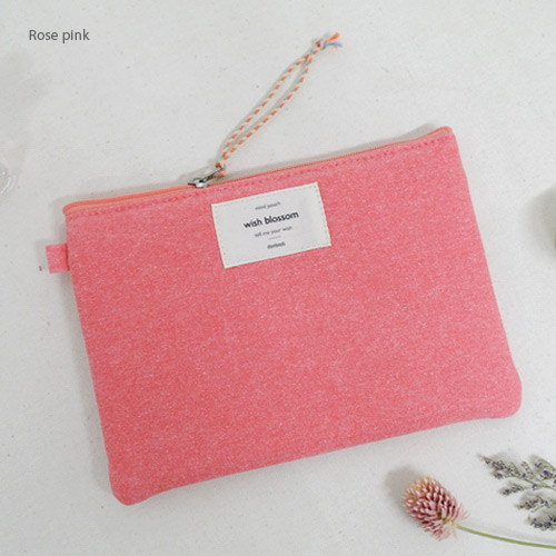 Rose pink - Wish blossom mind medium zipper pouch