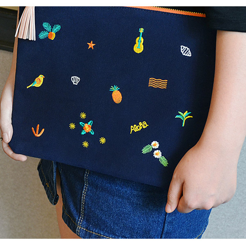 Jam Jam tassel aloha zipper fabric pouch