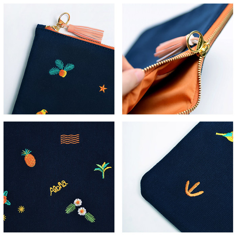 Detail of Jam Jam tassel aloha zipper fabric pouch