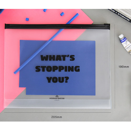 Size of Black typo clear zip lock pouch large