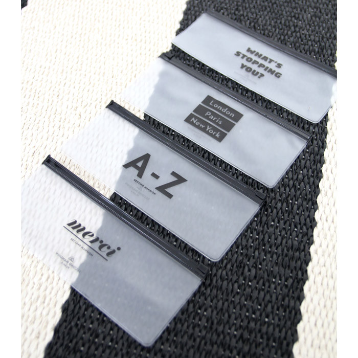 Black typo clear zip lock pouch slim