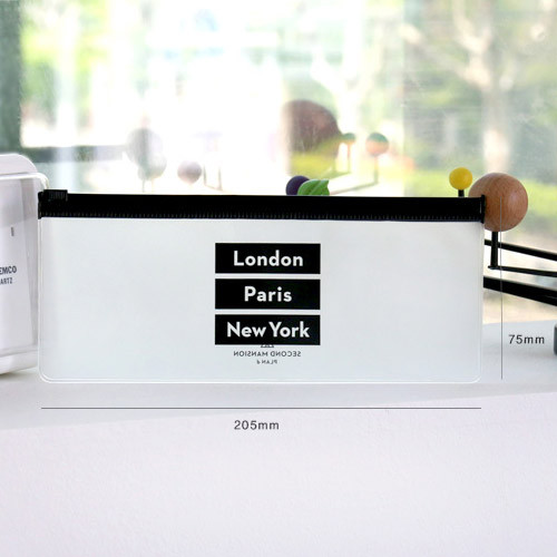 Size of Black typo clear zip lock pouch slim