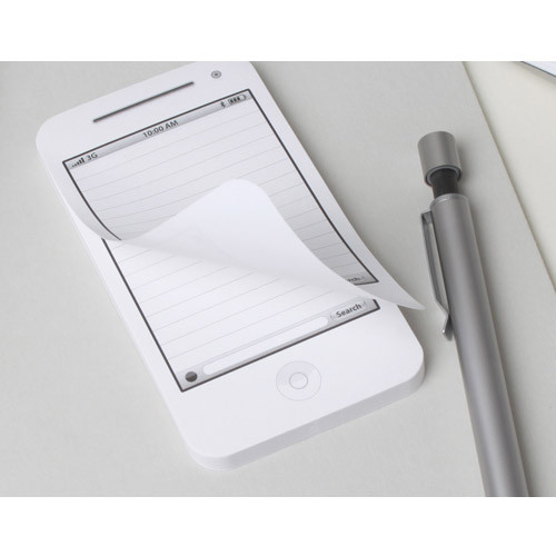 White smartphone memo note pad