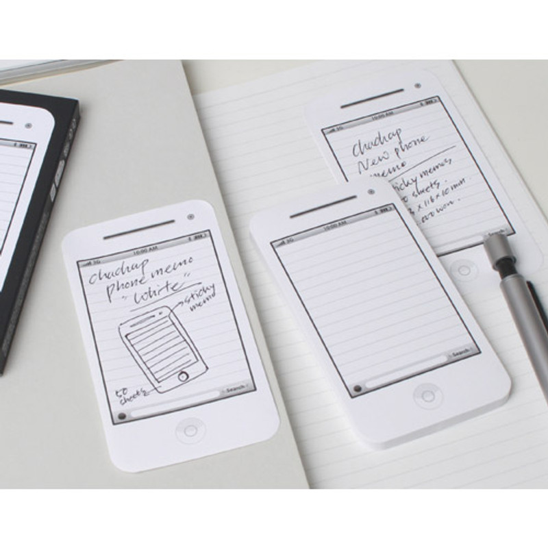 White smartphone memo note pad