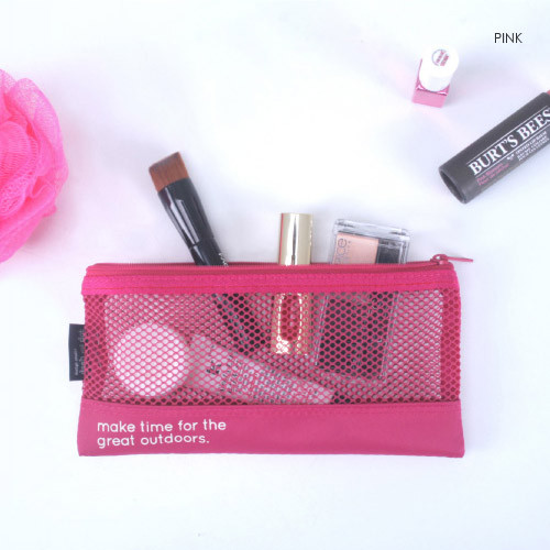 Pink - Life is beautiful travel slim mesh pouch