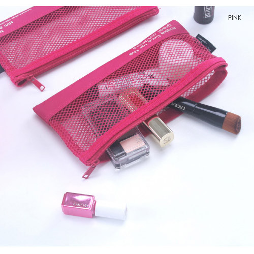 Pink - Life is beautiful travel slim mesh pouch