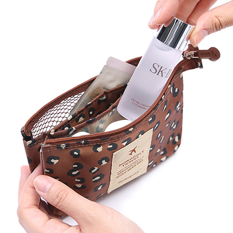 Pattern travel mesh small zipper pouch
