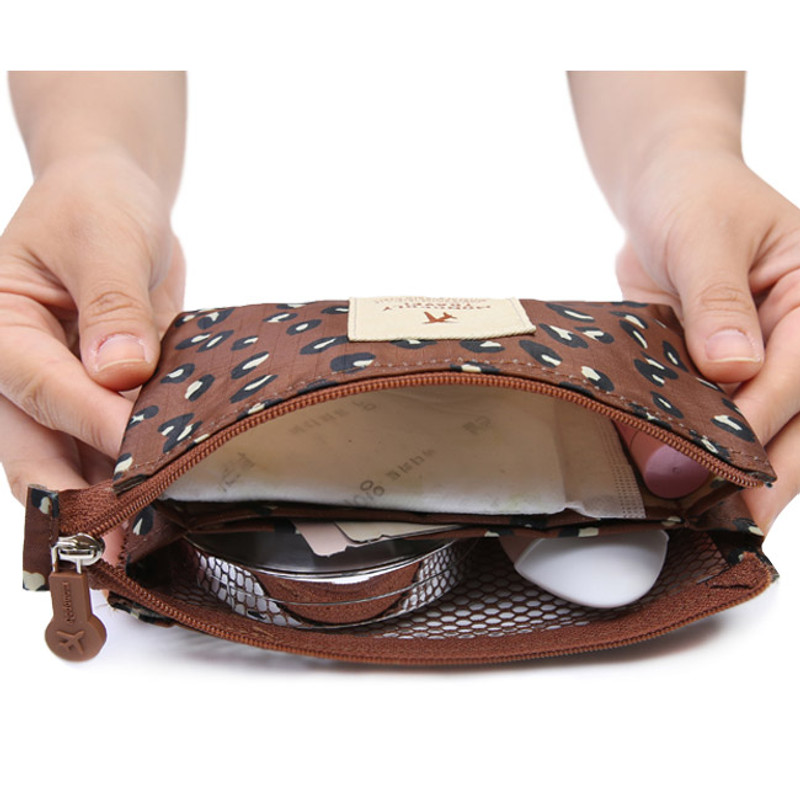 Pattern travel mesh small zipper pouch