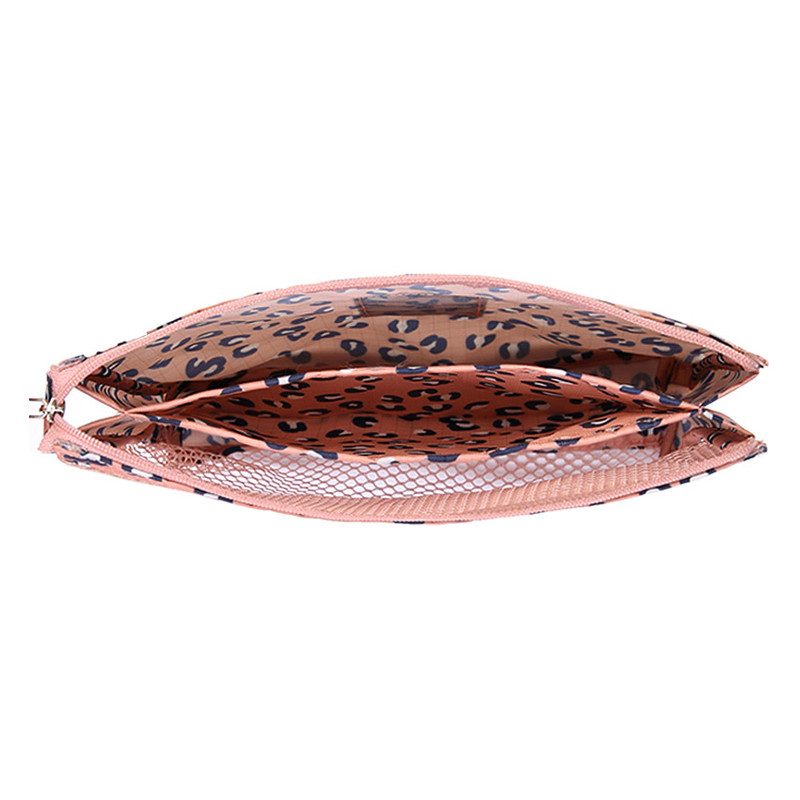 Pattern travel mesh large zipper pouch