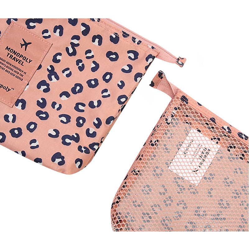 Pattern travel mesh large zipper pouch