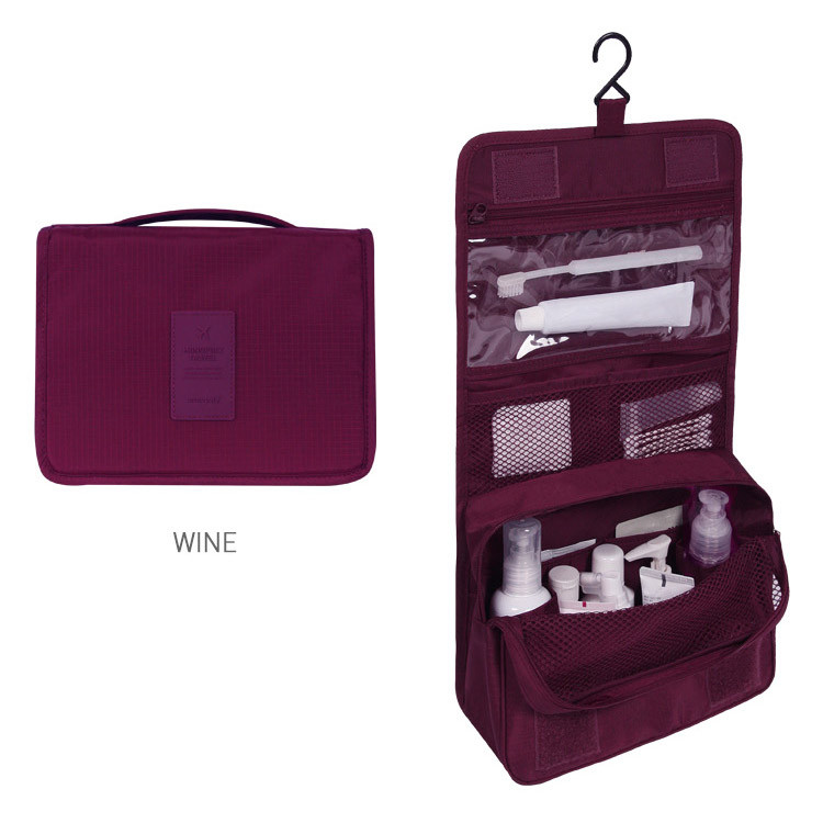 Wine - Travel hanging toiletry pouch bag