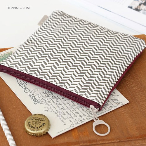 Herringbone - Unique pattern medium zipper pouch