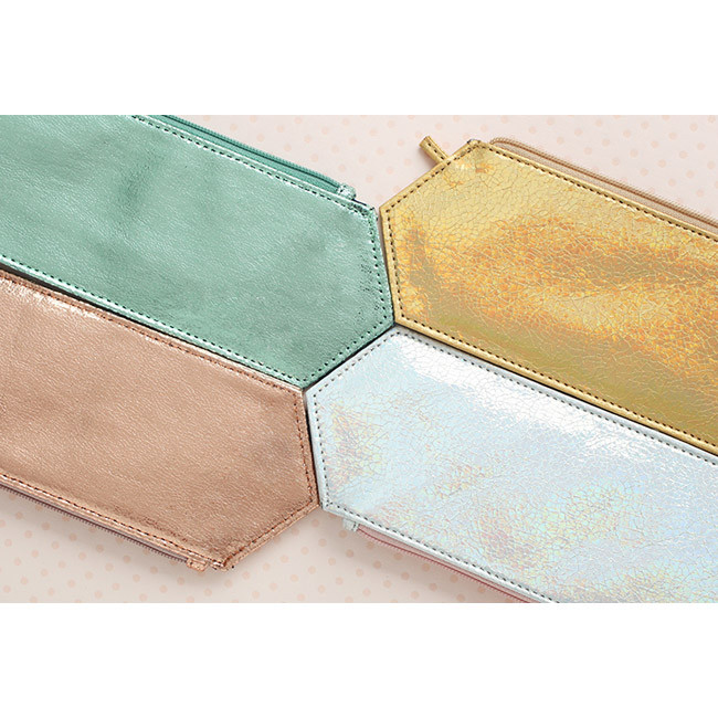 Aurora sexangle glitter pencil case