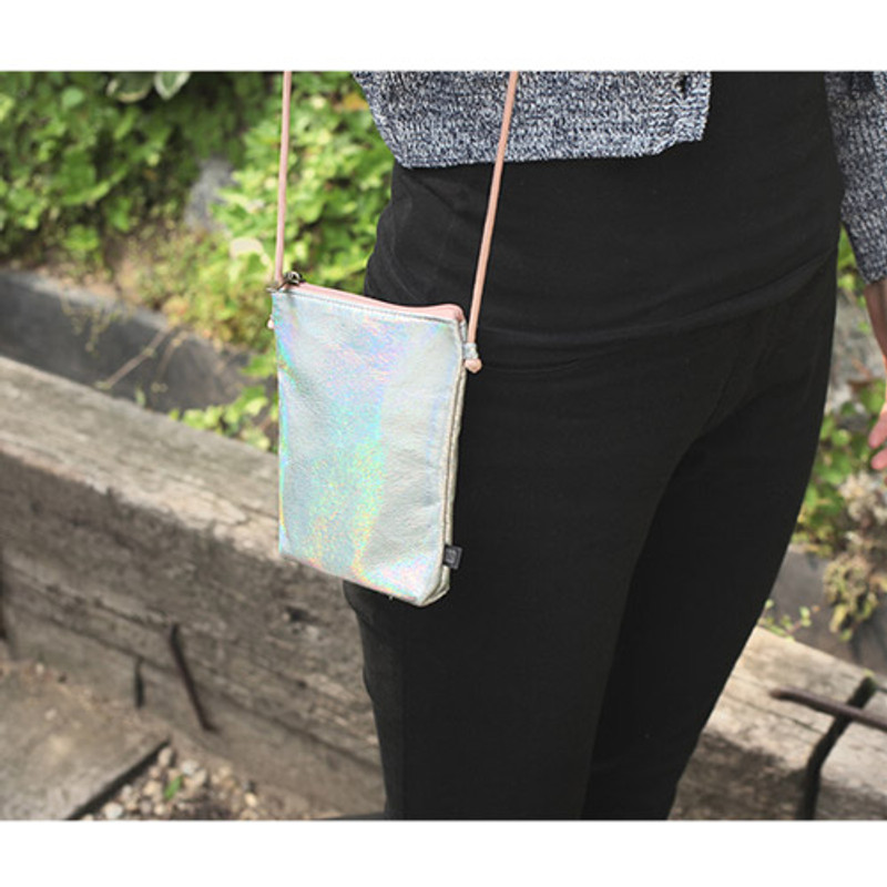 Silver - Aurora glitter square crossbody bag Silver - Aurora glitter square crossbody bag