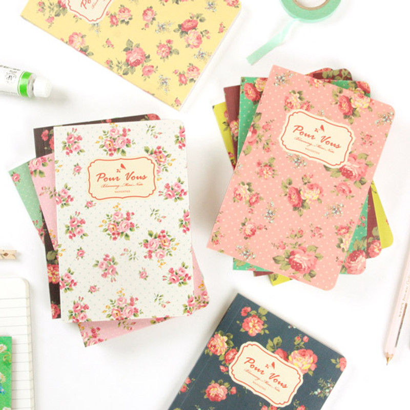 Blooming flower pattern lined notebook small  Blooming flower pattern lined notebook small