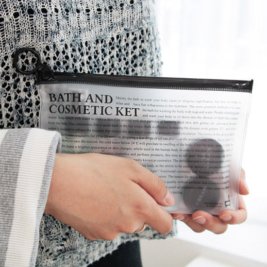 Travel clear zip lock pouch with plastic bottles