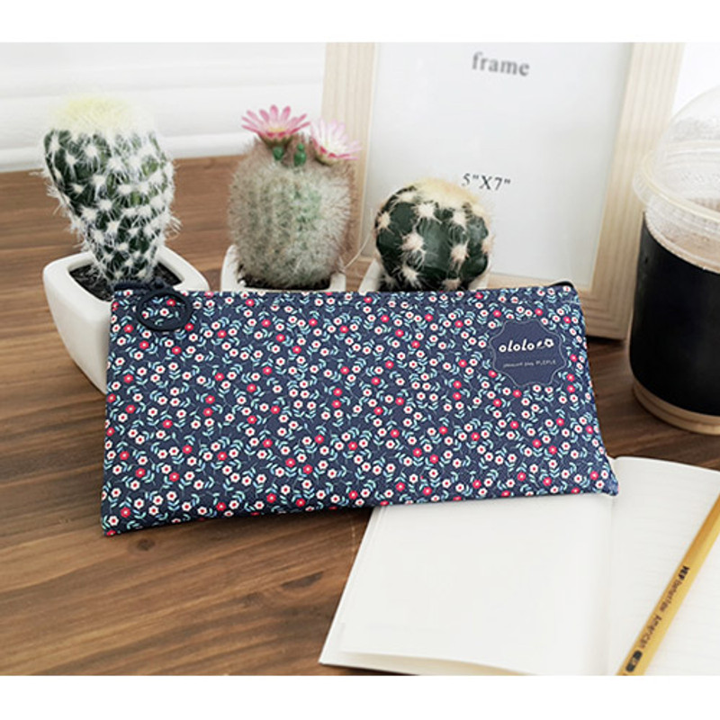 Navy flower - Ololo flower pattern zipper pencil pouch Navy flower - Ololo flower pattern zipper pencil pouch