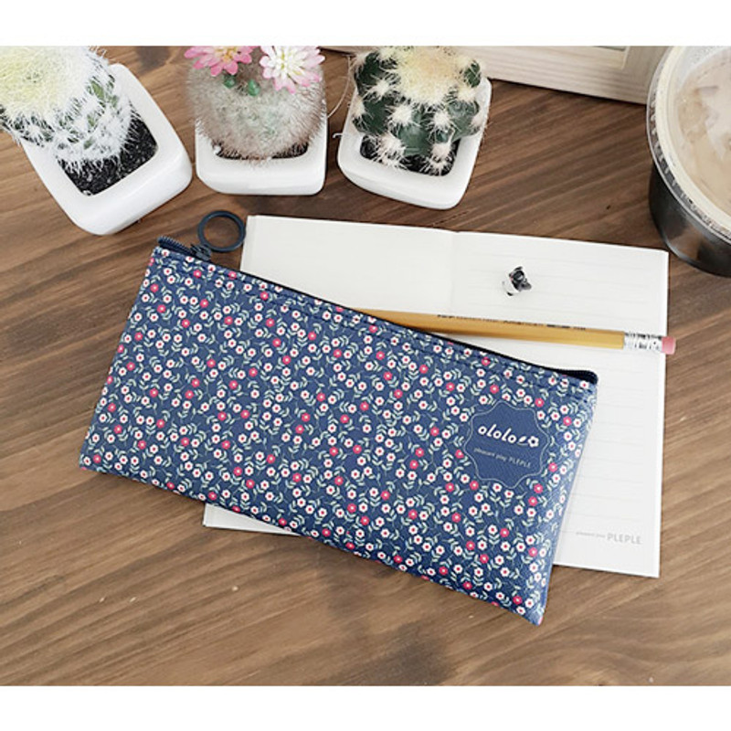Navy flower - Ololo flower pattern zipper pencil pouch Navy flower - Ololo flower pattern zipper pencil pouch