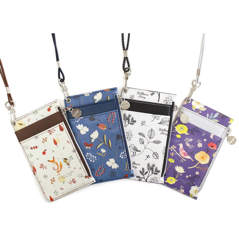 Willow story pattern zip flat card holder case Willow story pattern zip flat card holder case