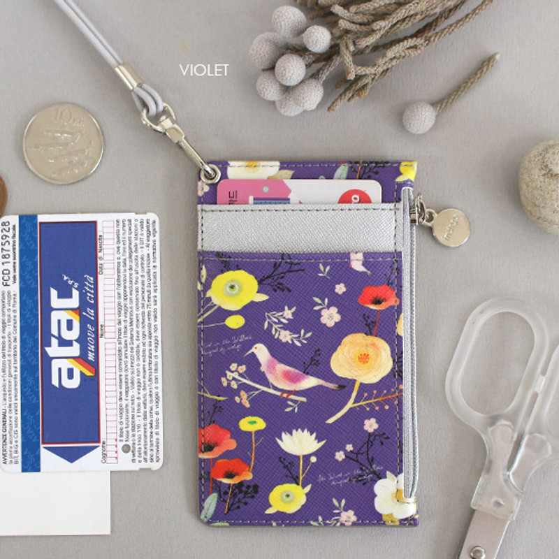 Violet - Willow story pattern zip flat card holder case Violet - Willow story pattern zip flat card holder case