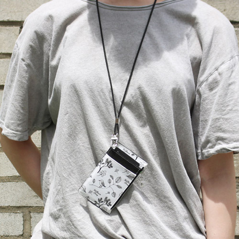 White - Willow story pattern zip flat card holder case White - Willow story pattern zip flat card holder case